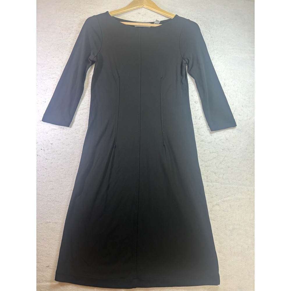 Liz Claiborne Collection Dress Womens S Black 3/4 Sleeve Maxi Sheath Knit Modest